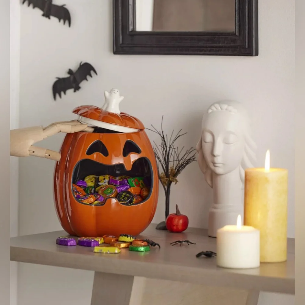 NWT Celebrate Together™ Halloween Ceramic Jack-'O'-Lantern Candy Bowl Home Decor - Picture 1 of 11
